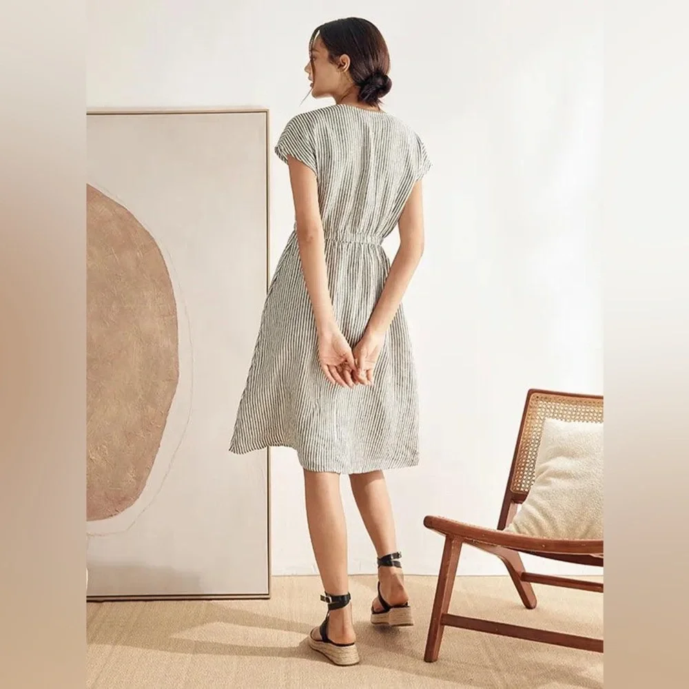Lintico Aria Striped Linen Dress XS - Picture 2 of 6